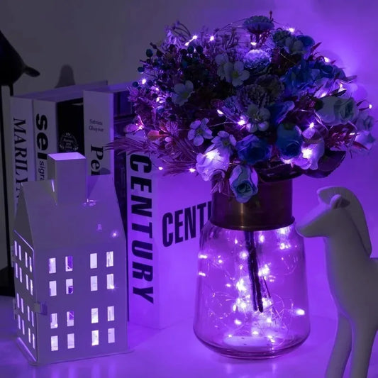 Battery Powered 10/20/30/50/100LEDs String Lights Copper Wire Light for Holiday Lighting Camping Flower Wedding Christmas Decor