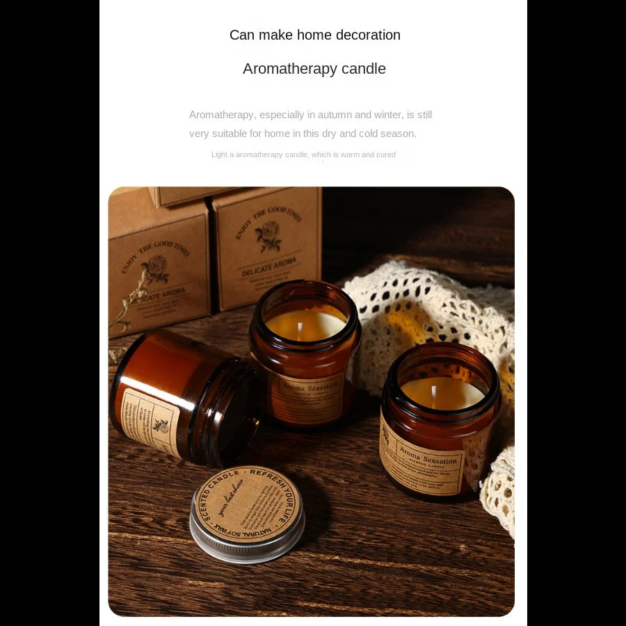 1pc Brown Glass Cup Aromatherapy Candle Smokeless scented candle Suitable for Home Decoration Birthday Valentine's Day Gift