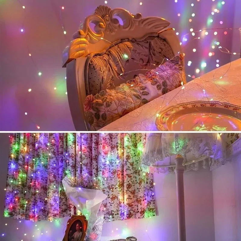 Battery Powered 10/20/30/50/100LEDs String Lights  Copper Wire Light for Holiday Lighting Camping Flower Wedding Christmas Decor