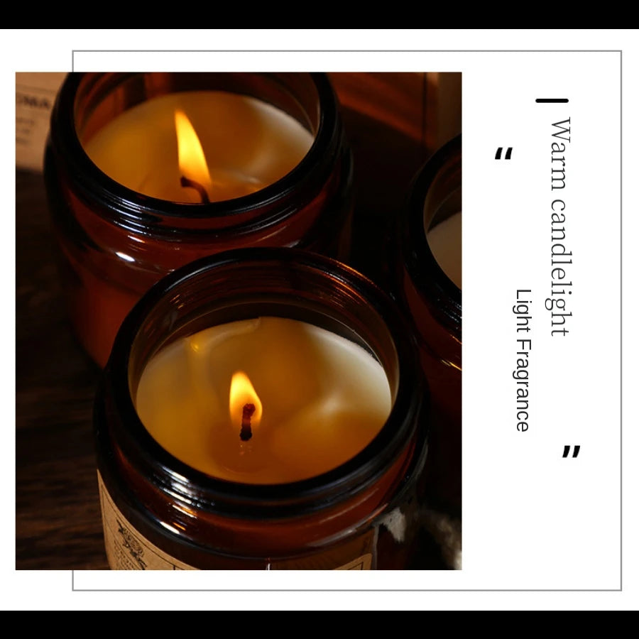 1pc Brown Glass Cup Aromatherapy Candle Smokeless scented candle Suitable for Home Decoration Birthday Valentine's Day Gift