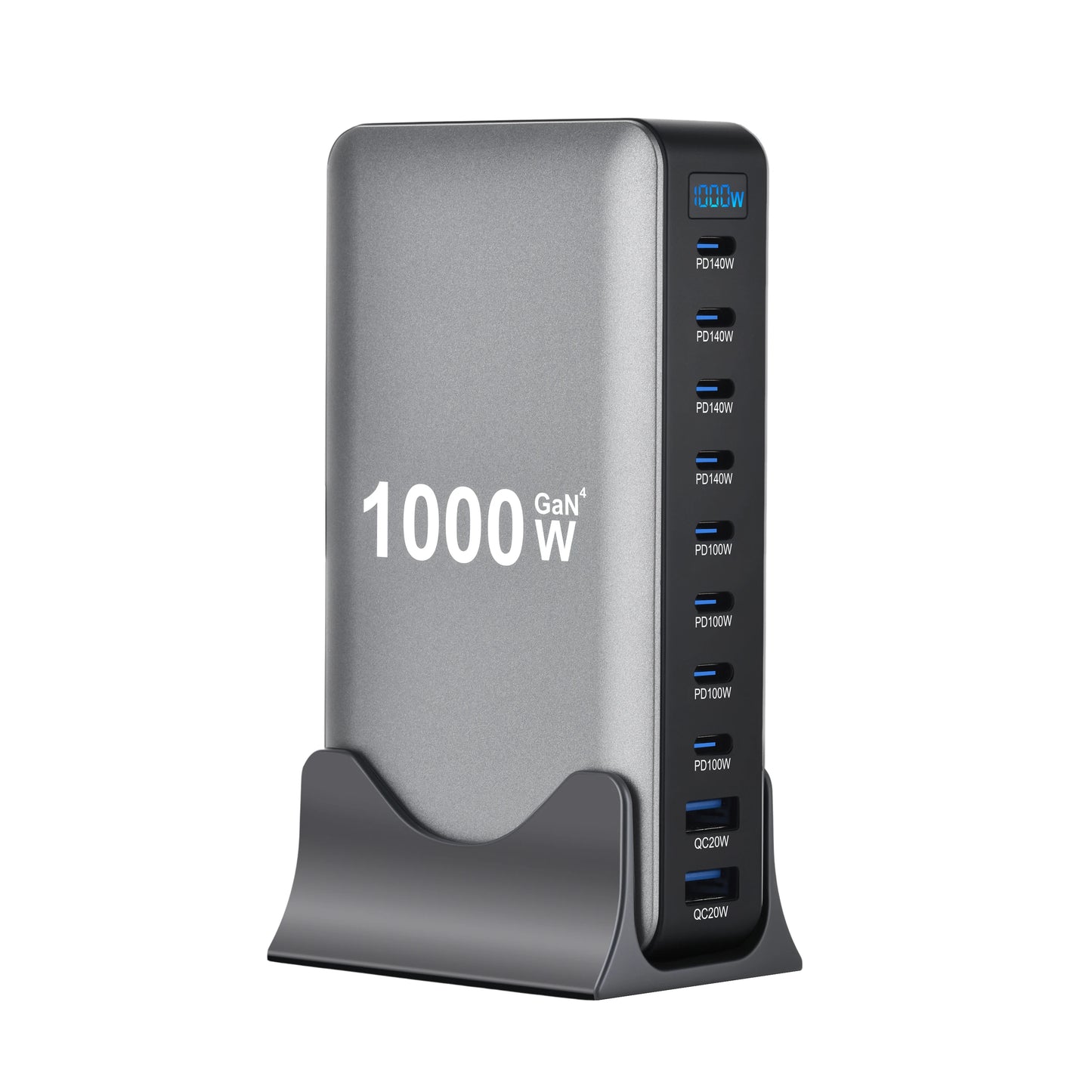 1000W 10-Port GaN Desktop Adapter 140W PD Fast Charging for MacBook Pro Laptop, 100W for Phone Tablet, Multi Port USB Hub Statio