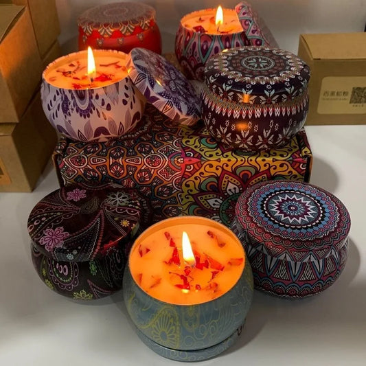 1/4PCS Vintage Scented Candles Soy Wax Candle Jars Flower Fragrance Scent Candle Wedding Ceremony Birthday Gifts Home Decoration
